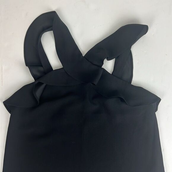 Banana Republic Black Criss Cross Ruffle Sleeveless Blouse Women’s Size Small - Picture 9 of 14